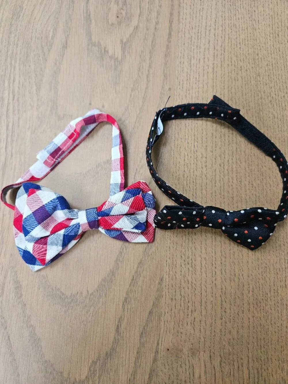 Boys Bow Tie Bundle Janie and Jack Navy Polka Dot Plus Plaid Adjustable
